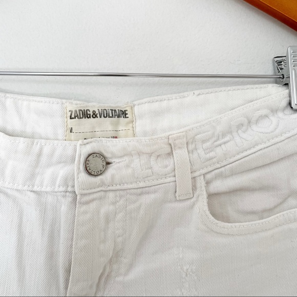 Zadig & Voltaire • primo twill white mini cutoff shorts sz M - Picture 5 of 5